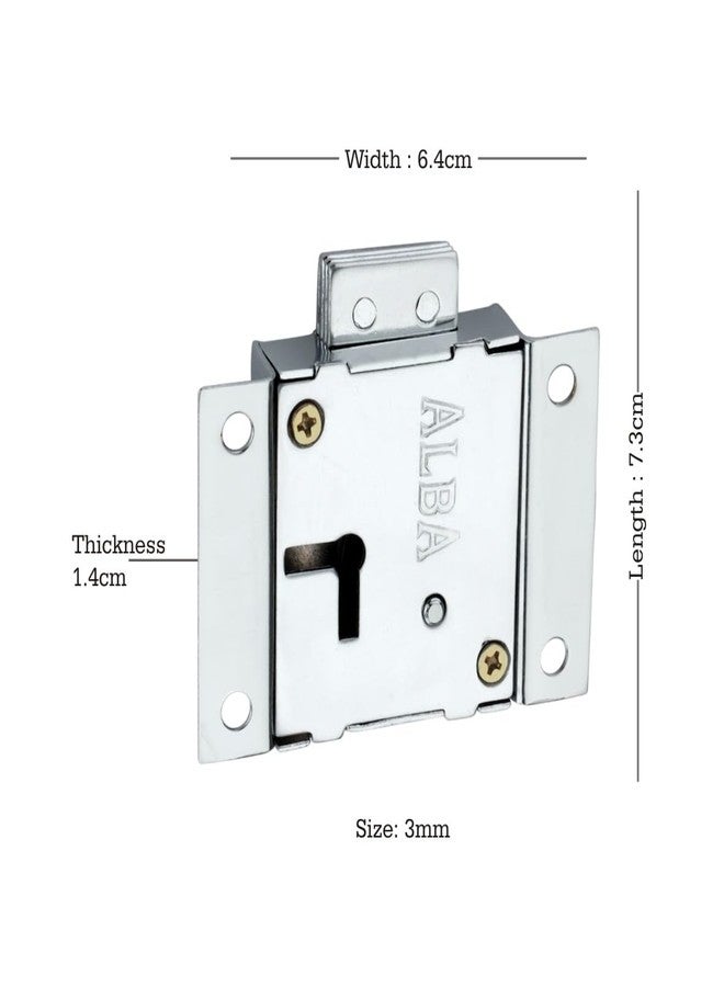 Alba Cup Board Lock with 2 Milled Keys Built-in Protection Single Action Locking Rust Proof Mechanism Lock,3 inch - Image 2